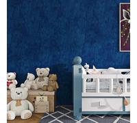 ReWallpaper Carta Autoadesiva Floccata Blu Pellicola Adesiva Mobili Velluto Vintage 44.5cm×7m Carta Da Parati Adesiva Muro Camere Da Letto Blu Scuro Spessa Rotolo Di Carta Vellutata
