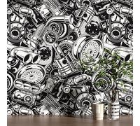 ReWallpaper Carta da Parati Adesiva Muro Bianca e Nera Pellicola Adesiva Mobili Bagno Impermeabile Autoadesiva Stile Industriale Ragazzi Rotolo Carta da Parati Adesiva Gotica 44.5cm×3m