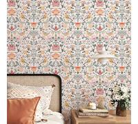 ReWallpaper Carta Da Parati Autoadesiva Beige 44.5CMx12M Carta Da Parati Floreale Vintage Uccelli Impermeabile Pellicola Adesiva per Mobili Cucina Bagno Rotolo Adesivo Parete Sfondo Soggiorno