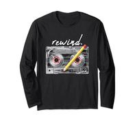 Rewind Audiocassetta Nostalgia Anni '80 '90 Musica Retrò Maglia a Manica