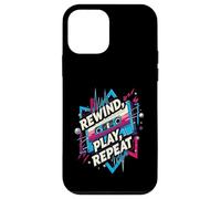 Rewind Play Repeat 80s 90s Cassette Tape Retro Music Lover Custodia per iPhone 12 mini