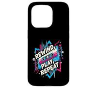 Rewind Play Repeat 80s 90s Cassette Tape Retro Music Lover Custodia per iPhone 15 Pro