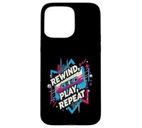 Rewind Play Repeat 80s 90s Cassette Tape Retro Music Lover Custodia per iPhone 15 Pro Max