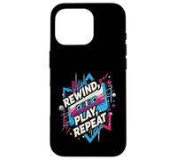 Rewind Play Repeat 80s 90s Cassette Tape Retro Music Lover Custodia per iPhone 16 Pro