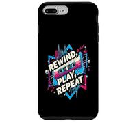 Rewind Play Repeat 80s 90s Cassette Tape Retro Music Lover Custodia per iPhone 7 Plus/8 Plus