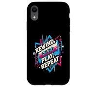 Rewind Play Repeat 80s 90s Cassette Tape Retro Music Lover Custodia per iPhone XR
