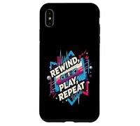 Rewind Play Repeat 80s 90s Cassette Tape Retro Music Lover Custodia per iPhone XS Max