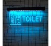 REWIS Divertenti insegne al Neon a LED per Toilette, luci al Neon alimentate Tramite Spina, per Bar, Centri Commerciali, Hotel, bagni, Decorazioni da Parete, insegne Luminose,Ice Blue,40x20cm