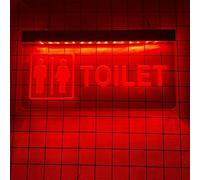 REWIS Divertenti insegne al Neon a LED per Toilette, luci al Neon con Incisione Plug-in Personalizzata, per l'insegna Luminosa del Bagno dell'hotel del Centro Commerciale,Rosso,30x15cm