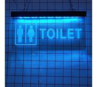 REWIS Divertenti insegne al Neon a LED per Toilette, luci al Neon con Incisione Plug-in Personalizzata, per l'insegna Luminosa del Bagno dell'hotel del Centro Commerciale,Iceblue,30x15cm