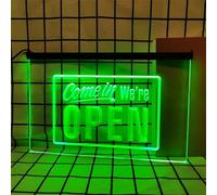 REWIS Entrate, Siamo Aperti, insegne al Neon a LED, luci al Neon oscurabili alimentate Tramite USB, per Decorazioni Luminose sospese all'Ingresso di ristoranti e Bar,Verde,60x40cm