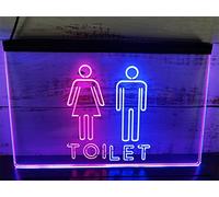 REWIS Guida all'Ingresso della Toilette Insegna al Neon a LED, luci al Neon incise 3D a Doppio Colore USB Personalizzate, per Il Bagno del Centro Commerciale Appeso Decorativo dimmerabile,E,40x30cm