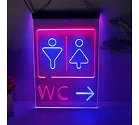 REWIS Guida all'Ingresso della Toilette Insegna al Neon a LED, luci al Neon incise 3D a Doppio Colore USB Personalizzate, per Il Bagno del Centro Commerciale Appeso Decorativo dimmerabile,I,30x20cm