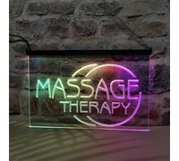 REWIS Insegna al Neon a LED per Massaggi, luci Colorate scorrevoli con oscuramento Bluetooth, per Centri estetici, Pedicure, insegne Luminose USB sospese,Massage Therapy,30x20cm