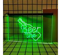 REWIS Insegne al Neon a LED per l'ora della Birra, luci al Neon a Tinta Unita con oscuramento Tramite USB, per Decorazioni Luminose da Appendere alle pareti dei Locali della Birra,Verde,40x30cm