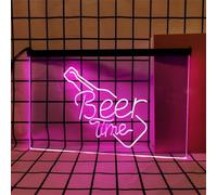 REWIS Insegne al Neon a LED per l'ora della Birra, luci al Neon a Tinta Unita con oscuramento Tramite USB, per Decorazioni Luminose da Appendere alle pareti dei Locali della Birra,Rosa,40x30cm