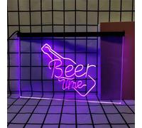 REWIS Insegne al Neon a LED per l'ora della Birra, luci al Neon a Tinta Unita con oscuramento Tramite USB, per Decorazioni Luminose da Appendere alle pareti dei Locali della Birra,Viola,40x30cm