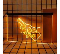 REWIS Insegne al Neon a LED per l'ora della Birra, luci al Neon a Tinta Unita con oscuramento Tramite USB, per Decorazioni Luminose da Appendere alle pareti dei Locali della Birra,Arancia,60x40cm