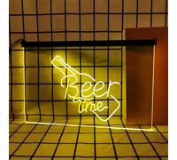 REWIS Insegne al Neon a LED per l'ora della Birra, luci al Neon a Tinta Unita con oscuramento Tramite USB, per Decorazioni Luminose da Appendere alle pareti dei Locali della Birra,Giallo,60x40cm