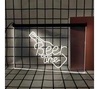 REWIS Insegne al Neon a LED per l'ora della Birra, luci al Neon a Tinta Unita con oscuramento Tramite USB, per Decorazioni Luminose da Appendere alle pareti dei Locali della Birra,Bianca,60x40cm