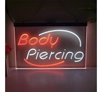 REWIS Insegne al Neon a LED per Piercing, alimentate Tramite USB con 3 Livelli di intensità Luminosa, Ideali per Decorare Le pareti di Negozi di Piercing.,White Red,40x30cm