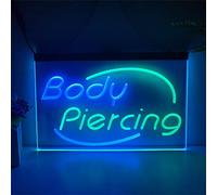 REWIS Insegne al Neon a LED per Piercing, alimentate Tramite USB con 3 Livelli di intensità Luminosa, Ideali per Decorare Le pareti di Negozi di Piercing.,Green Blue,30x20cm