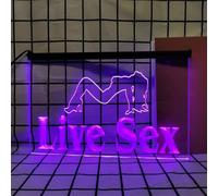 REWIS Insegne al Neon a LED per Sesso dal Vivo, luci al Neon con oscuramento alimentate Tramite USB, per Decorazioni Luminose da Appendere alle pareti di Una Discoteca per Ballerini,Viola,40x30cm
