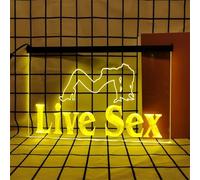 REWIS Insegne al Neon a LED per Sesso dal Vivo, luci al Neon con oscuramento alimentate Tramite USB, per Decorazioni Luminose da Appendere alle pareti di Una Discoteca per Ballerini,Giallo,60x40cm
