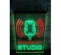 REWIS Insegne al Neon a LED per studi di Registrazione, luci al Neon a 3 Livelli di intensità con Alimentazione USB, Ideali per Decorare Le pareti di Sale di Registrazione.,Green Red,20x30cm