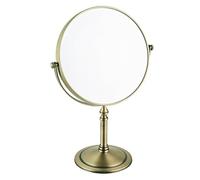 REWIS Specchio da trucco da tavolo da 8'', specchio da trucco girevole a 2 lati con ingrandimento 1X/3X, specchio da barba cosmetico HD in ottone per tavolo,Bronzo,7X