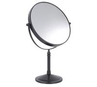 REWIS Specchio da trucco da tavolo da 8'', specchio da trucco girevole a 2 lati con ingrandimento 1X/3X, specchio da barba cosmetico HD in ottone per tavolo,Nero,7X