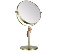 REWIS Specchio da Trucco da Tavolo sollevabile da 8'', Specchio da Trucco ingranditore 1X/3X ruotabile su 2 Lati, Specchio da Barba cosmetico HD Regolabile in Altezza,Bronzo