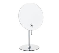 REWIS Specchio per Trucco da Tavolo Cromato, Specchio cosmetico con ingrandimento 3X, Specchio da Barba HD da Uomo, Specchio cosmetico per Salone di Bellezza, Specchio da appoggio per Il Bagno,A