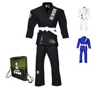 Rewon Gear Jiu-Jitsu-Gi, Jiu-Jitsu-Uniforme,Competizione Professionale, Tessuto di Alta qualità Arti Marziali, MMA, Karate, Taekwondo, Cotone, Uomini, Donne e Bambini (Nero 02, M)