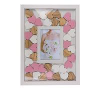 ReWu Cornice portafoto con cuori in legno scrivibili, libro degli ospiti, matrimonio, amore, decorazione, idea regalo, matrimonio, cornice portafoto 38 x 28 cm