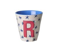 ReWu Rice - Bicchiere in melamina medio con stelle - Lettera R - Bicchiere per bambini, bicchiere da campeggio, bicchiere per bere - Stoviglie in melamina resistenti alle rotture, senza BPA - 250 ml