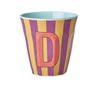 ReWu Rice Melmain Tazza Medio Ragazzi - Lettera D - Bicchiere da campeggio - Tazza in melamina, infrangibile senza BPA, 250 ml