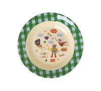 ReWu RICE Piatto per bambini profondo in melamina Ø 20 cm, 250 ml, design "Super Hero", senza BPA e per alimenti, lavabile in lavastoviglie, robusto (max. 70 °C)
