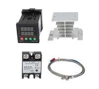REX-C100 PID - Set di regolatore di temperatura con relè SSR-40DA, sensore di tipo K da 1 m e dissipatore di raffreddamento, campo di misurazione 0-400 °C, AC 100-240 V, per riscaldamento industriale