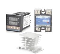 REX-C100 PT100 Termostato Digitale Regolatore di Temperatura Uscita SSR 40DA Relè SSR Radiatore in Alluminio Dissipatore di Calore 1 m Resistenza 1 Pz(Set 3)