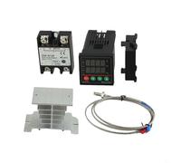 REX-C100 - Set di regolatore di temperatura digitale PID con relè a semiconduttore SSR-40DA, sonda a termocoppia di tipo K, dissipatore di calore per controllo di processo industriale