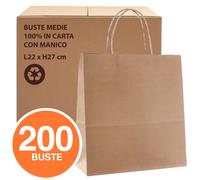 Rex Sadoch Buste in Carta Kraft Avana Borse con Manico Biodegradabili 22x10x27cm