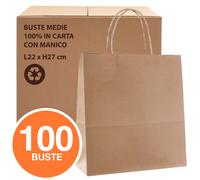 Rex Sadoch Buste in Carta Kraft Avana Borse con Manico Biodegradabili 22x10x27cm