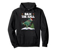 Rex The Hall Trex Dinosaur Christmas Santa Hat Funny Xmas Felpa con Cappuccio