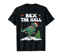 Rex The Hall Trex Dinosaur Christmas Santa Hat Funny Xmas Maglietta