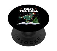 Rex The Hall Trex Dinosaur Christmas Santa Hat Funny Xmas PopSockets PopGrip Adesivo