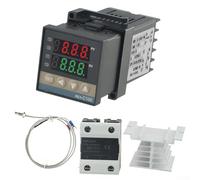 REXC100 Regolatore di temperatura PID digitale compatibile con SSR 25DA 25A uscita include sonda termocoppia tipo K e dissipatore di calore per il controllo