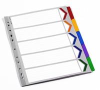 Rexel Mylar - Divisori formato A4, 5 parti,colori: bianco/multicolore