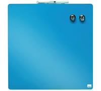 Rexel Nobo Mini Lavagna Magnetica Quadrata Montabile su Parete / Frigorifero, per Casa / Ufficio, Pennarello, Magneti e Kit di Montaggio Inclusi, Cancellabile a Secco, Senza Cornice, 360 x 360 mm, Blu