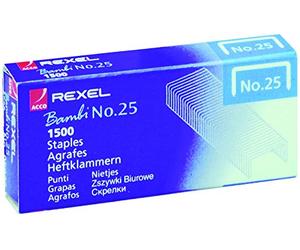 Rexel - Punti metallici galvanizzati n. 25, confezione da 1500 pezzi